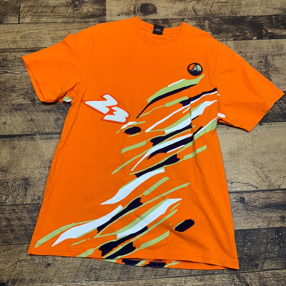 Jordan 8 VIII Graphic T-Shirt Jumpman Logo Orange Casual‎ Top Mens Large